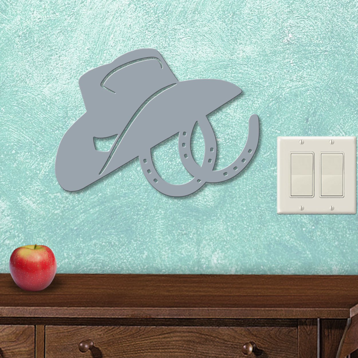 625016S - Hat Horseshoes Western Decor Small 12in Wall Art - Choose Color