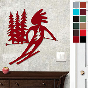 625026 - 18 or 24in Metal Wall Art - Kokopelli Skier - Choose Color