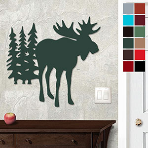 625035 - 18 or 24in Metal Wall Art - Moose And Trees - Choose Color