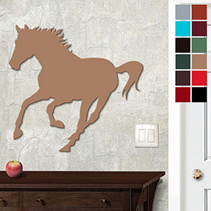 625037 - 18 or 24in Metal Wall Art - Running Horse - Choose Color
