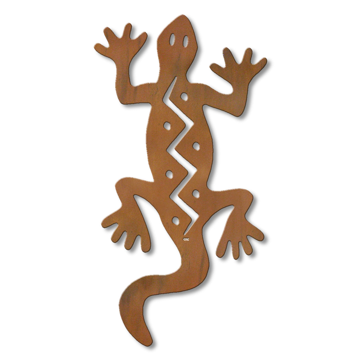 625038r - 18 or 24in Metal Wall Art - Climbing Gecko - Rust Patina