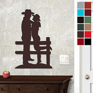 625404 - 18 or 24in Metal Wall Art - Cowboy Lovers - Choose Color
