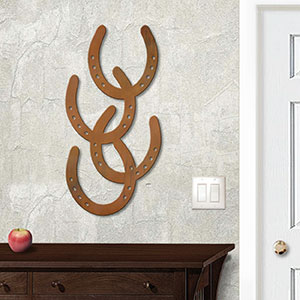 625411r - 18 or 24in Metal Wall Art - Horseshoes - Rust Patina