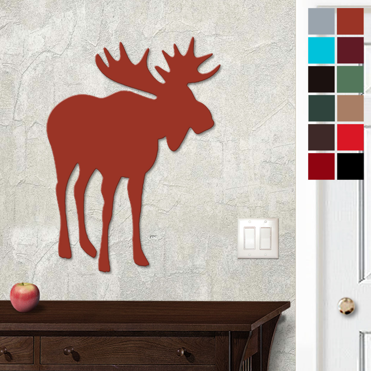 625413 - 18in or 24in Floating Metal Wall Art - Lone Moose - Choose Color