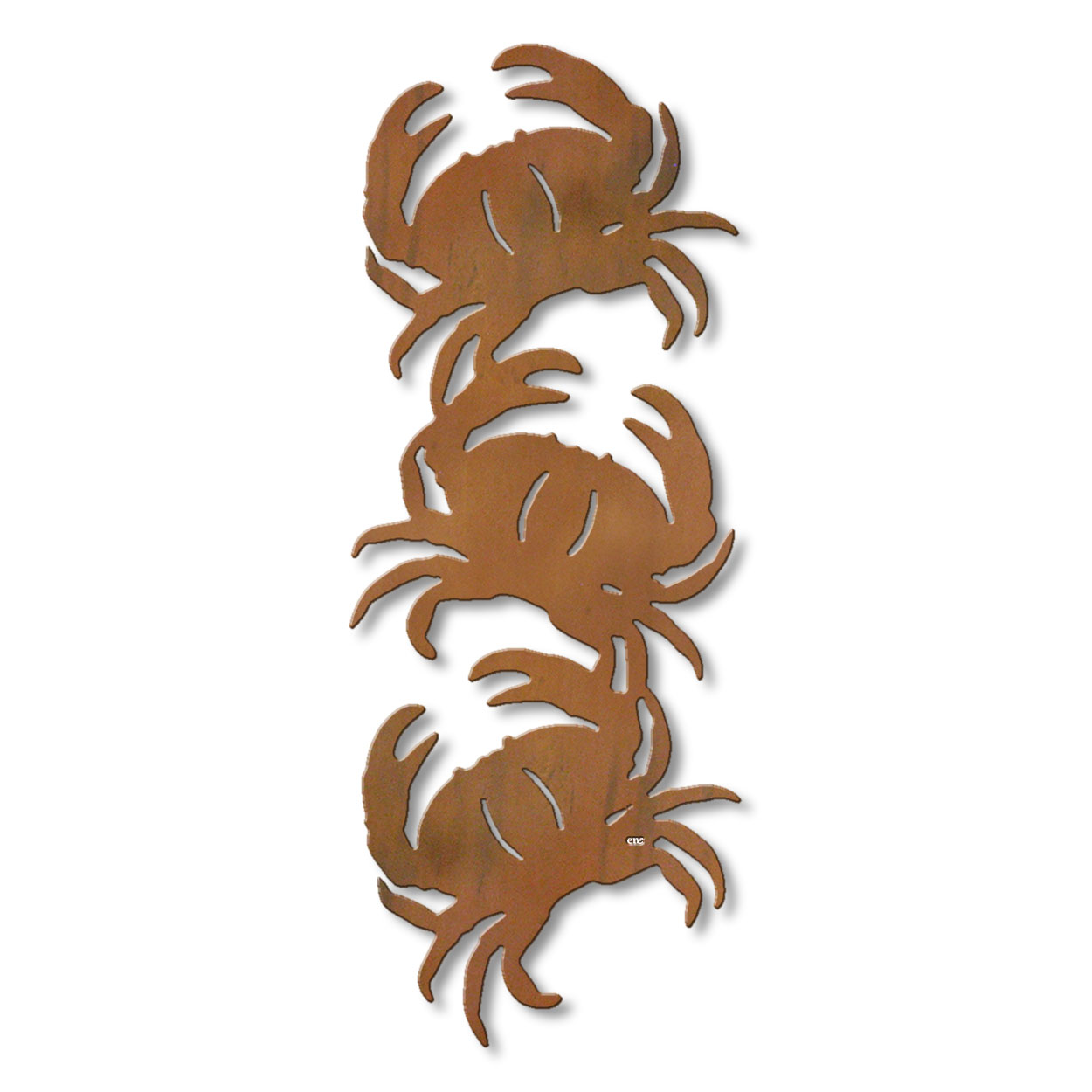 625419r - 18 or 24in Metal Wall Art - Stacked Crabs - Rust Patina