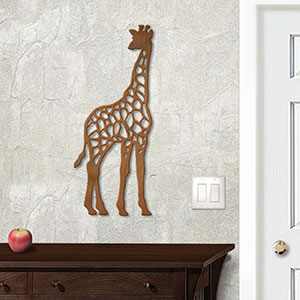 625425r - 18 or 24in Metal Wall Art - Giraffe - Rust Patina