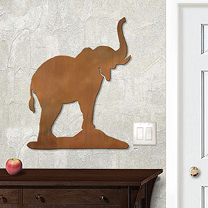 625426r - 18 or 24in Metal Wall Art - Elephant - Rust Patina