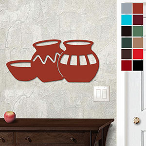 625452 - 18 or 24in Metal Wall Art - Three Pots - Choose Color
