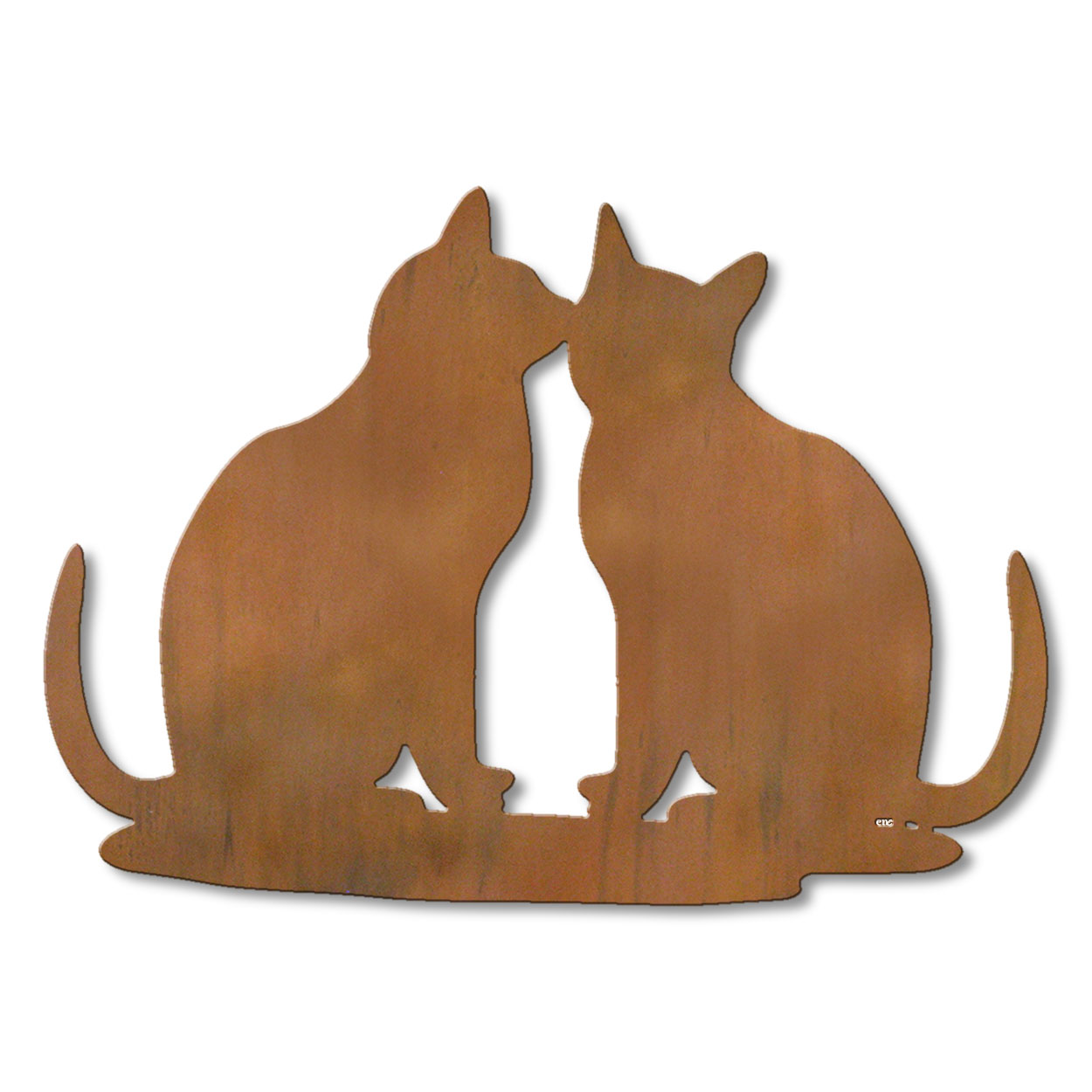 625453r - 18 or 24in Metal Wall Art - Two Cats - Rust Patina