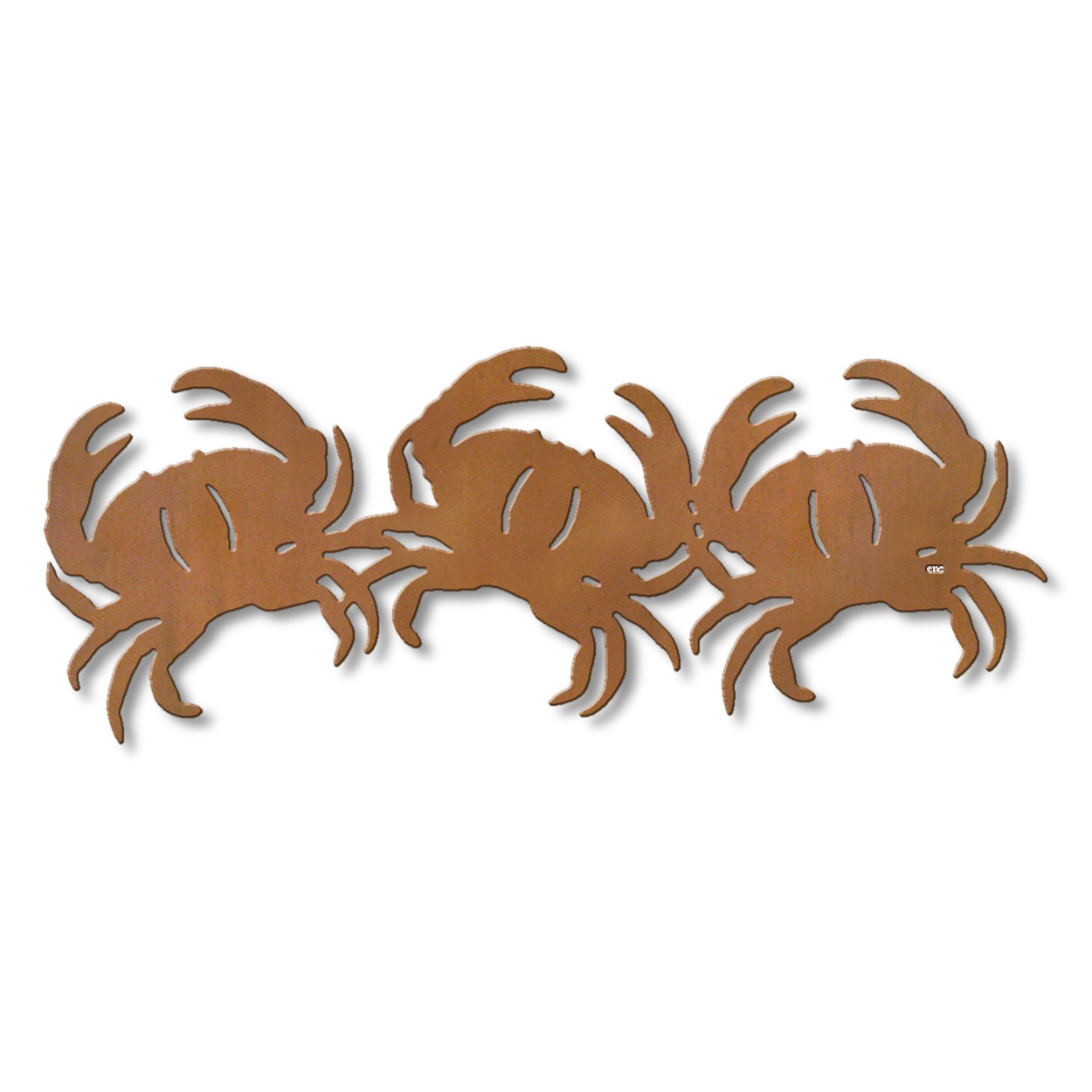 625456r - 18 or 24in Metal Wall Art - Three Crabs - Rust Patina