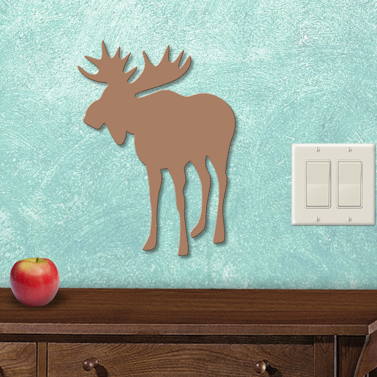 625466S - Moose Left Lodge Decor Small 12in Wall Art - Choose Color