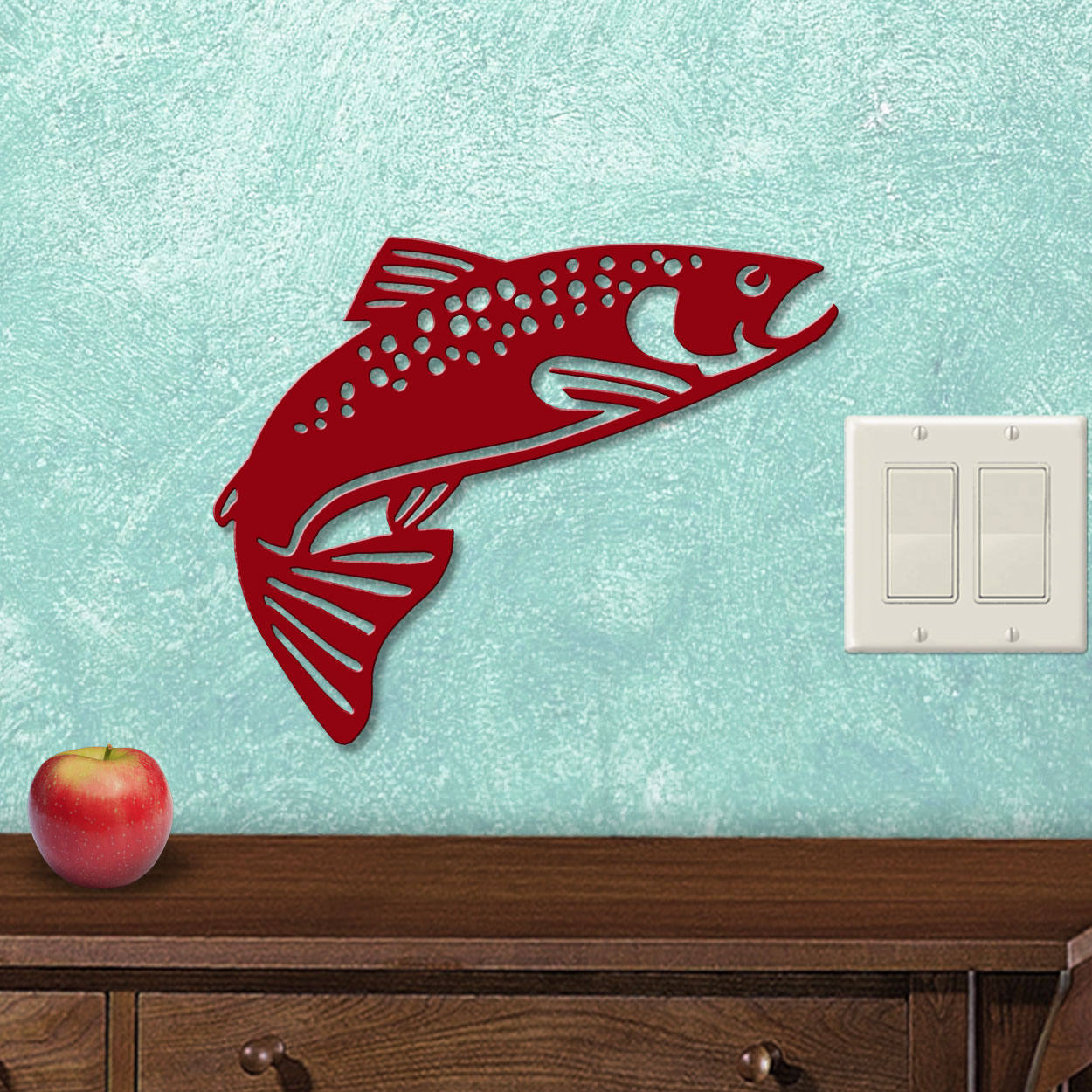 625473S - Trout Right Fishing Theme Small 12in Wall Art - Choose Color