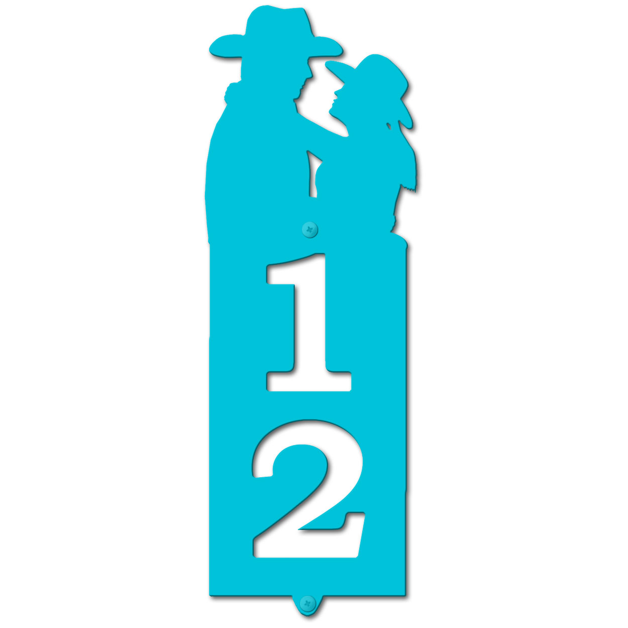 635082 - Cowboy Couple Cut Outs Two Digit Address Number Plaque