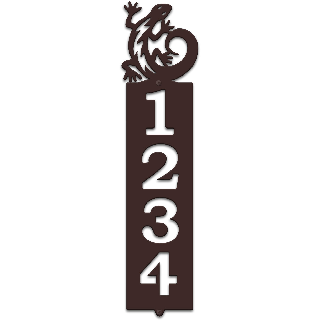635104 - C-Shaped Gecko Cut Outs Four Digit Address Number Plaque