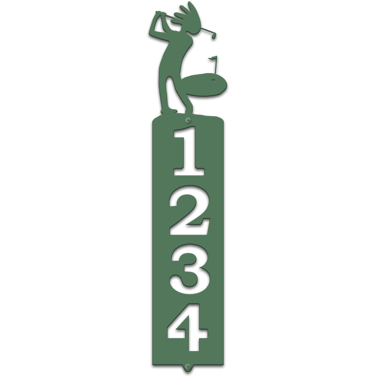635374 - Golfing Kokopelli Cut Outs Four Digit Address Number Plaque