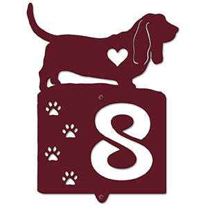 636141 - Basset Hound Cut Outs One Digit Address Number Plaque