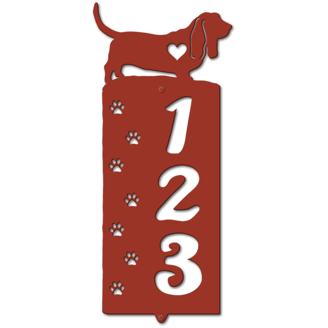 636143 - Basset Hound Cut Outs Three Digit Address Number Plaque