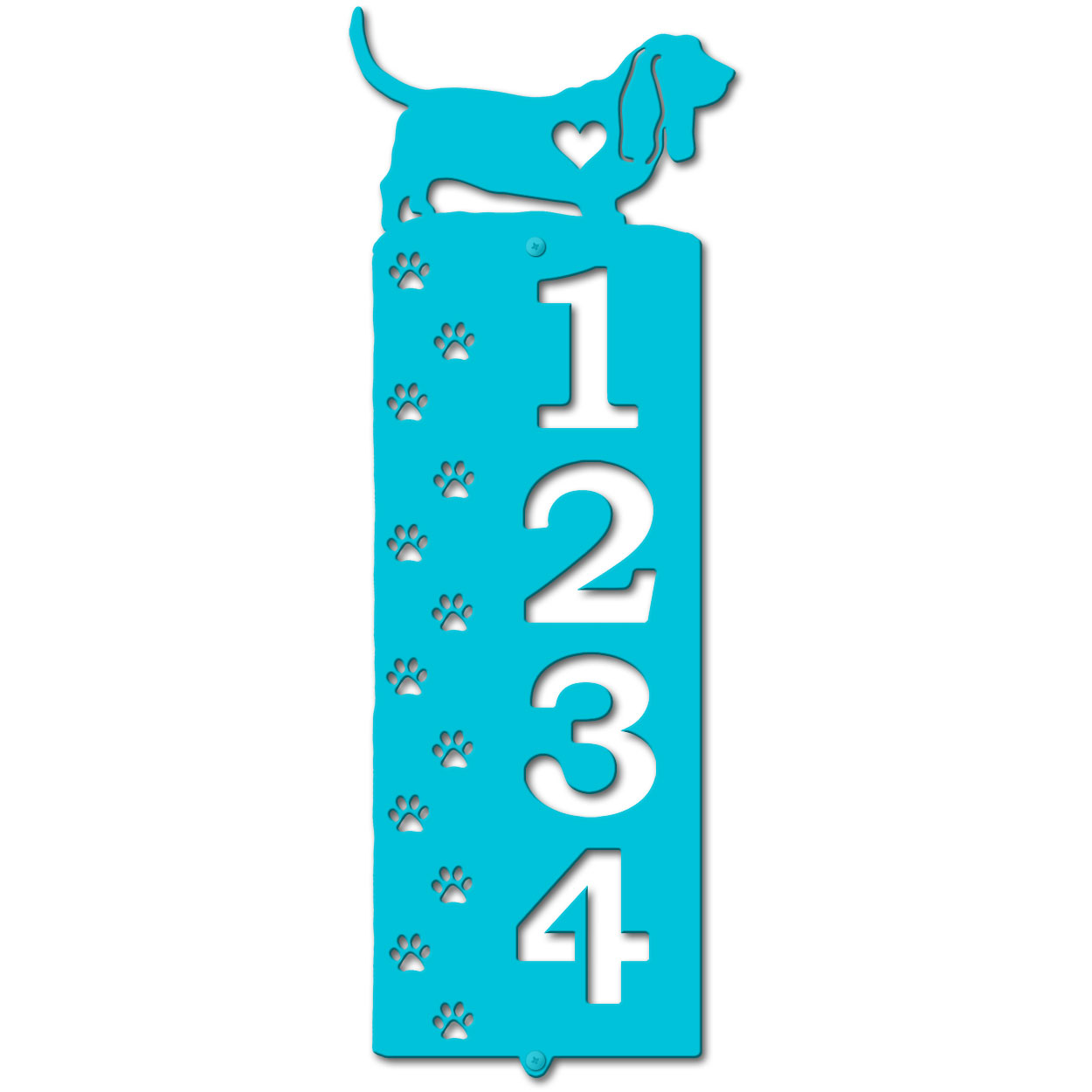 636144 - Basset Hound Cut Outs Four Digit Address Number Plaque