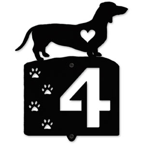 636181 - Dachshund Cut Outs One Digit Address Number Plaque
