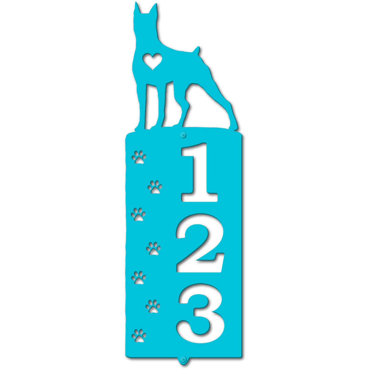 636193 - Doberman Cut Outs Three Digit Address Number Plaque