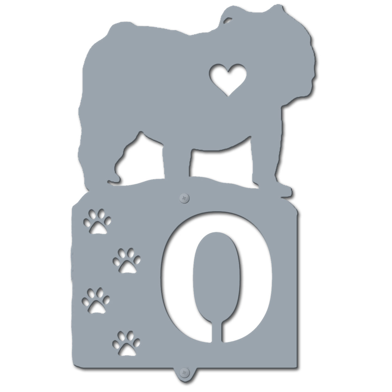 636201 - English Bulldog Cut-Outs One Digit Address Number Plaque - Choose Size and Color