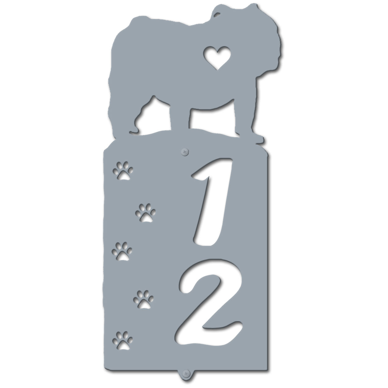 636202 - English Bulldog Cut-Outs Two Digit Address Number Plaque - Choose Size and Color