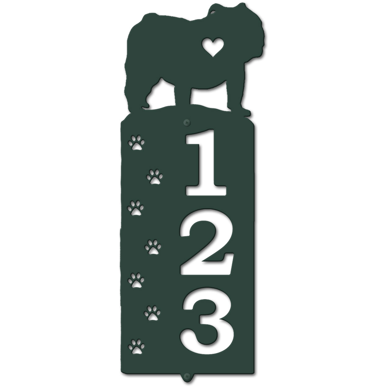 636203 - English Bulldog Cut-Outs Three Digit Address Number Plaque - Choose Size and Color
