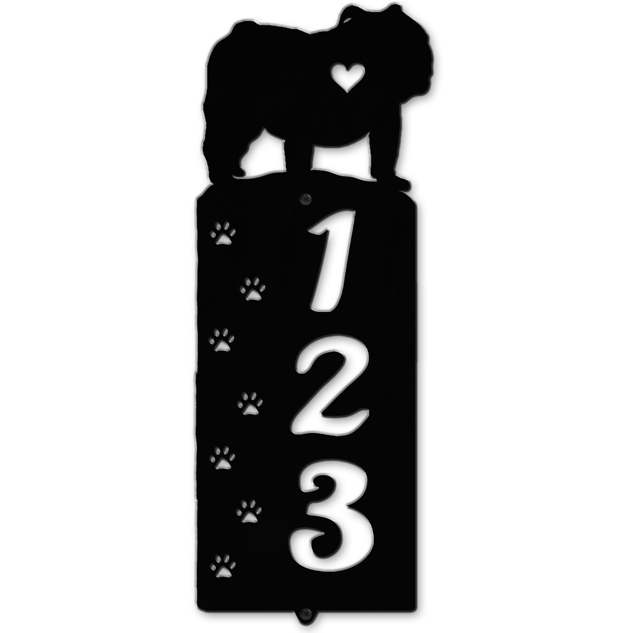 636203 - English Bulldog Cut Outs Three Digit Address Number Plaque