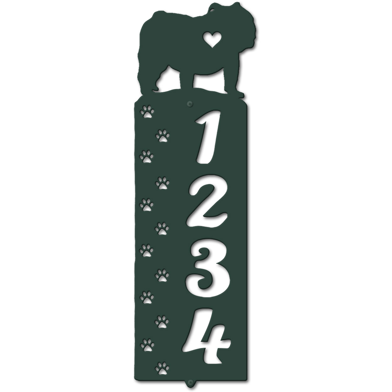 636204 - English Bulldog Cut-Outs Four Digit Address Number Plaque - Choose Size and Color