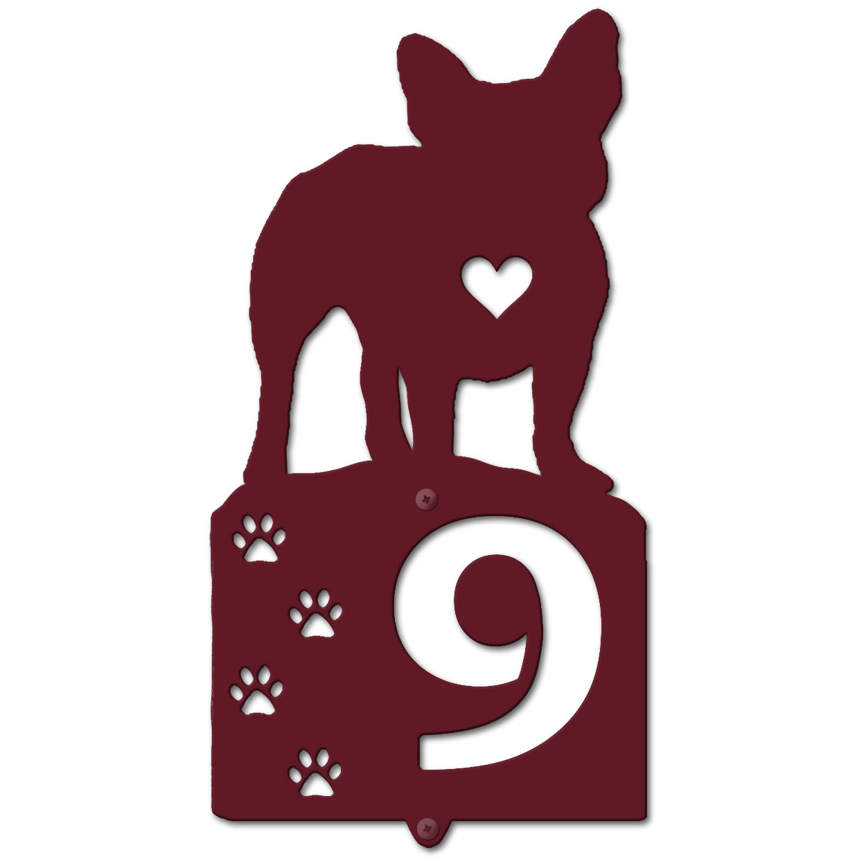 636211 - French Bulldog Cut Outs One Digit Address Number Plaque