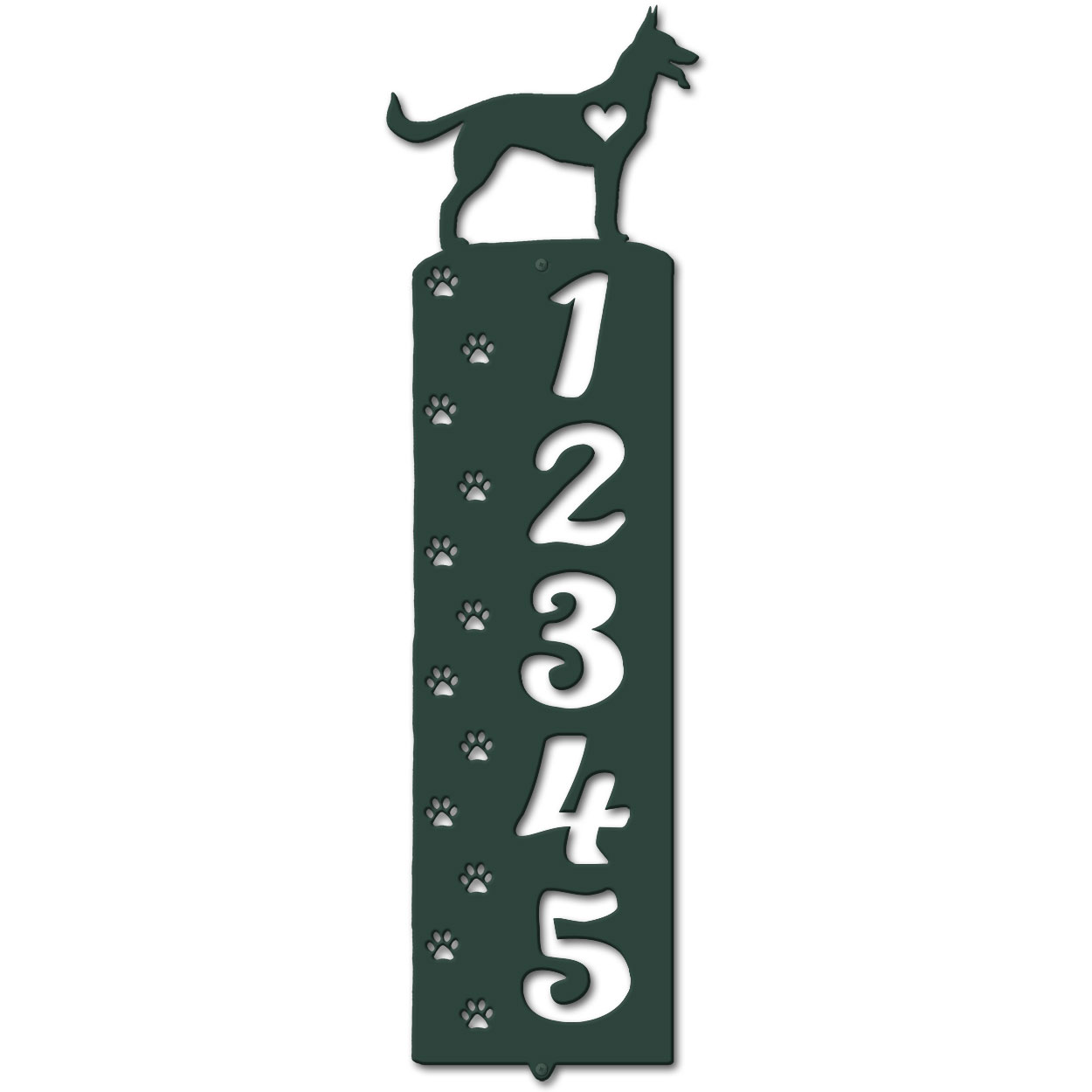 636225 - German Shepherd Cut Outs Five Digit Address Number Plaque