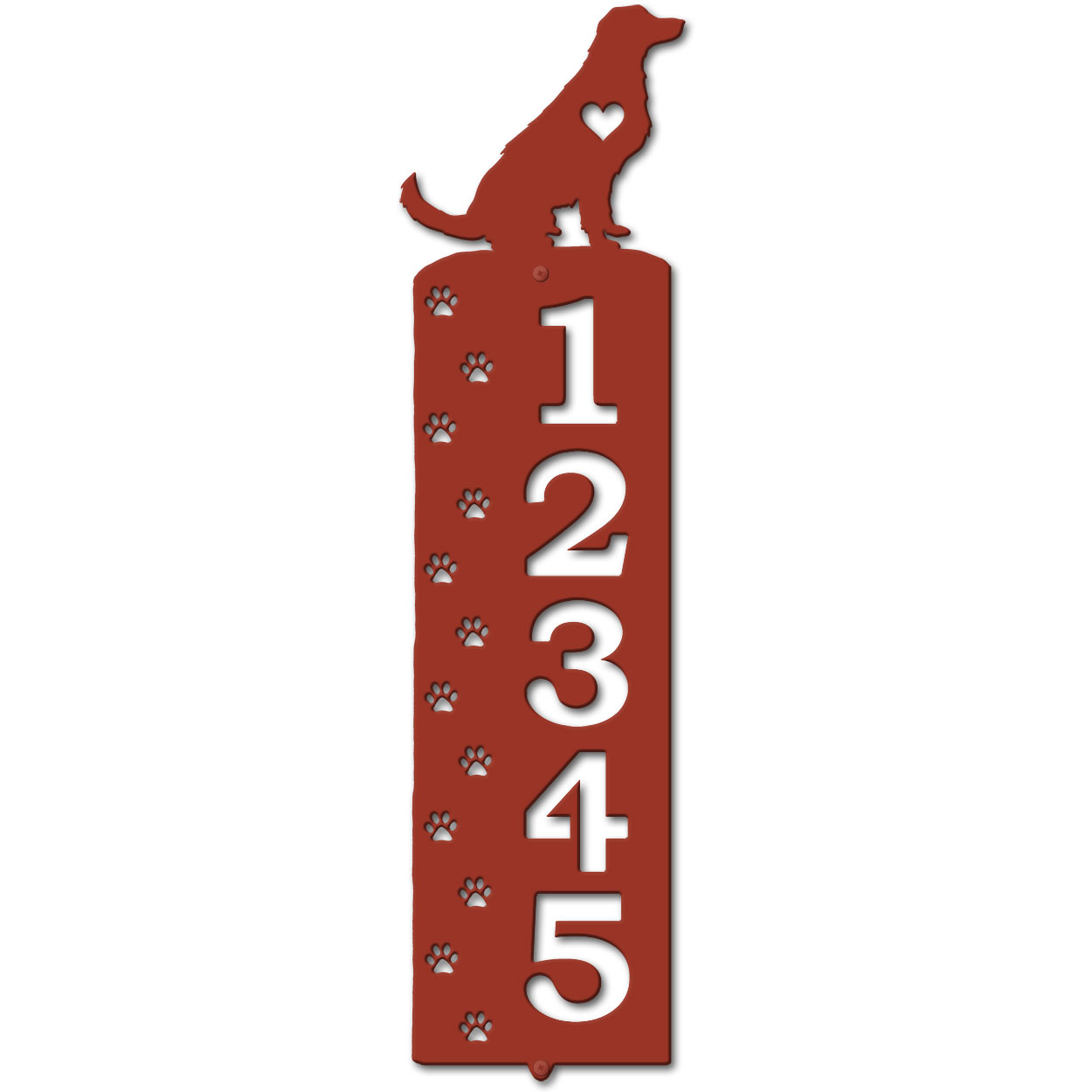 636235 - Golden Retriever Cut Outs Five Digit Address Number Plaque