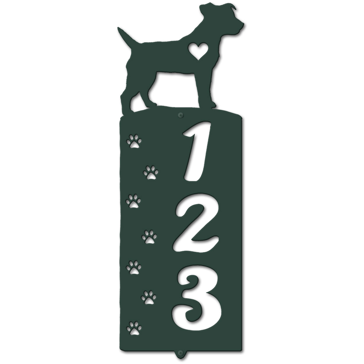 636253 - Jack Russell Terrier Cut-Outs Three Digit Address Number Plaque - Choose Size and Color