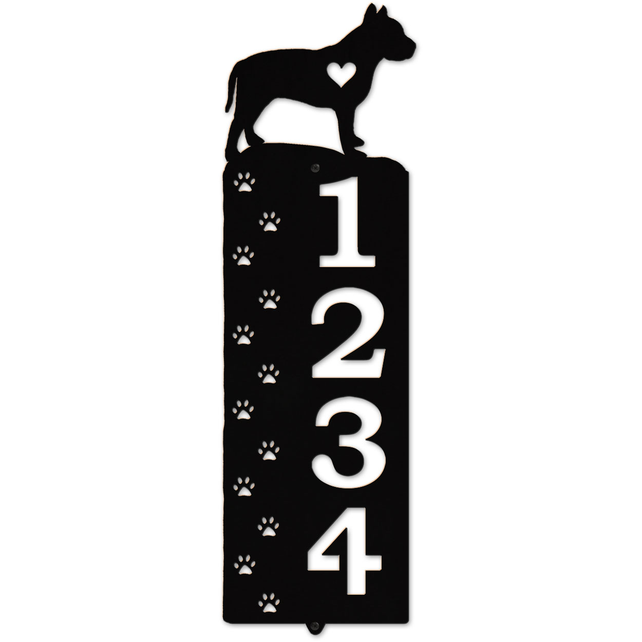 636274 - Pitbull Terrier Cut-Outs Four Digit Address Number Plaque - Choose Size and Color