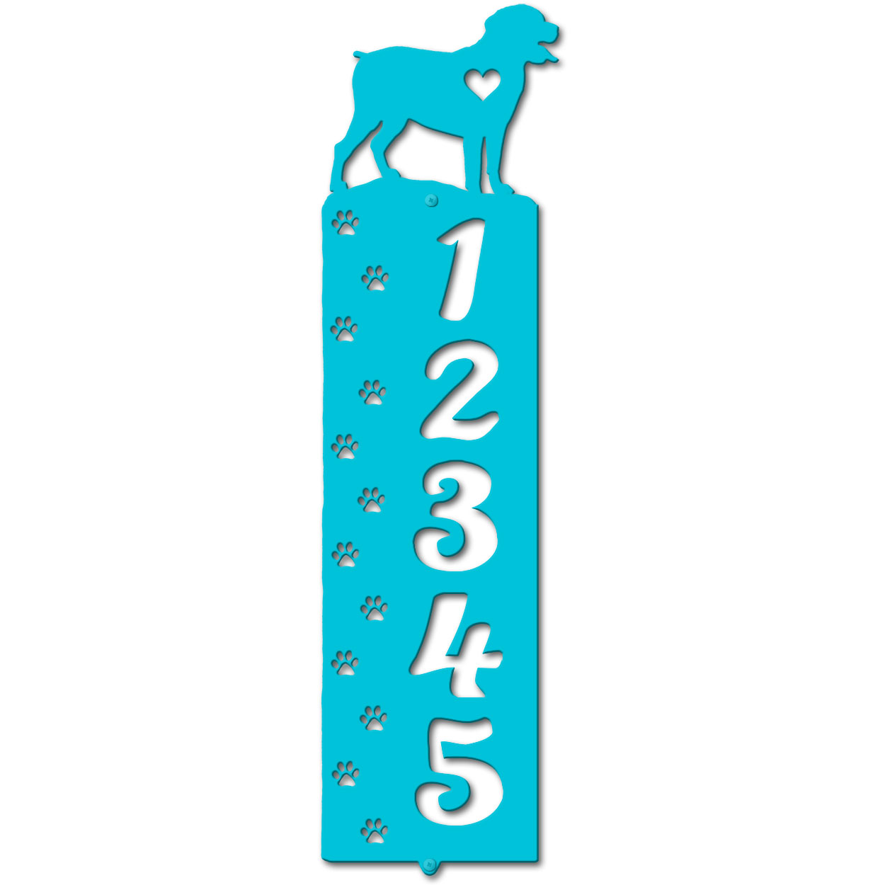 636315 - Rottweiler Cut-Outs Five Digit Address Number Plaque - Choose Size and Color