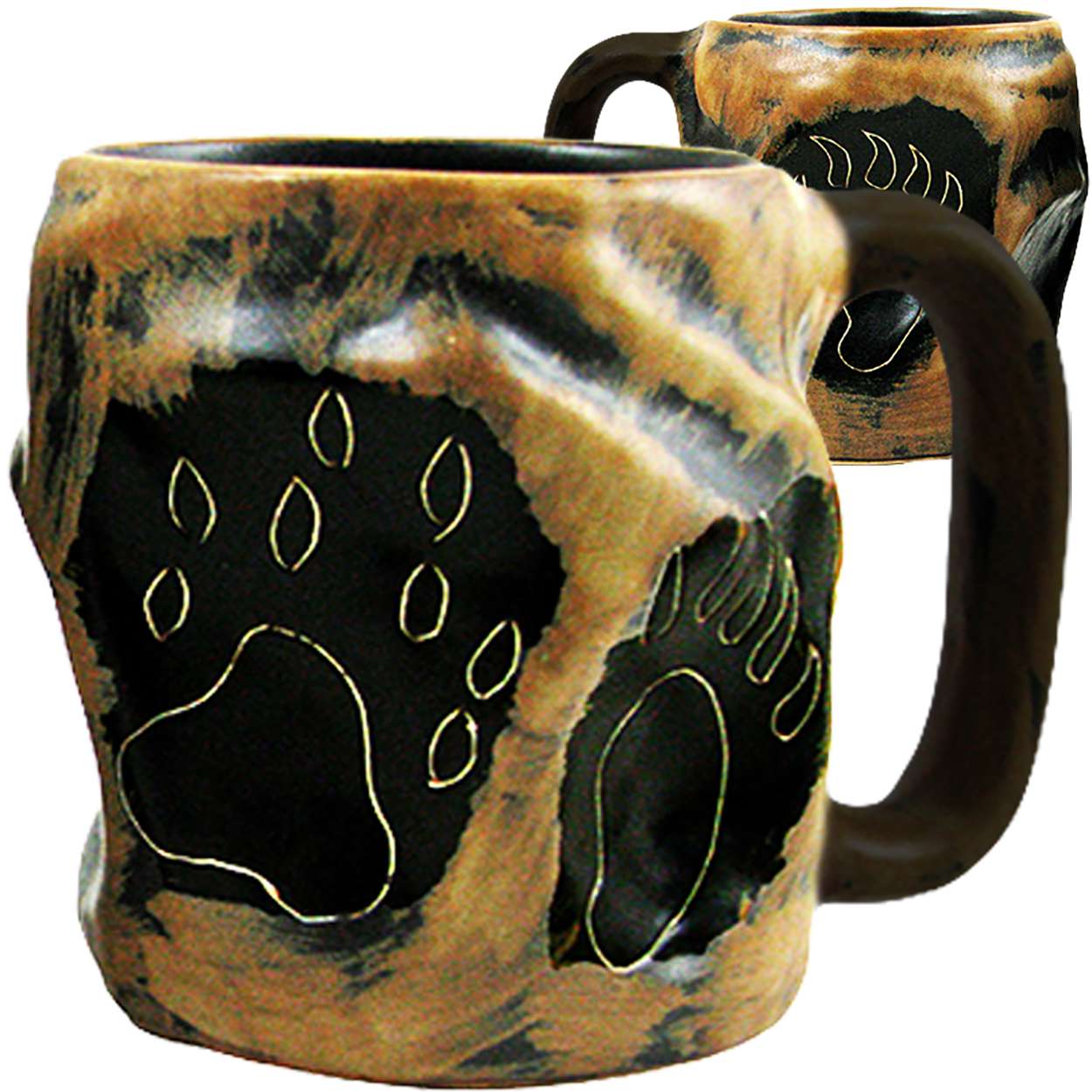 512A3 - Mara Stoneware - 20oz Rock Art Mug Bear - Wolf Paws