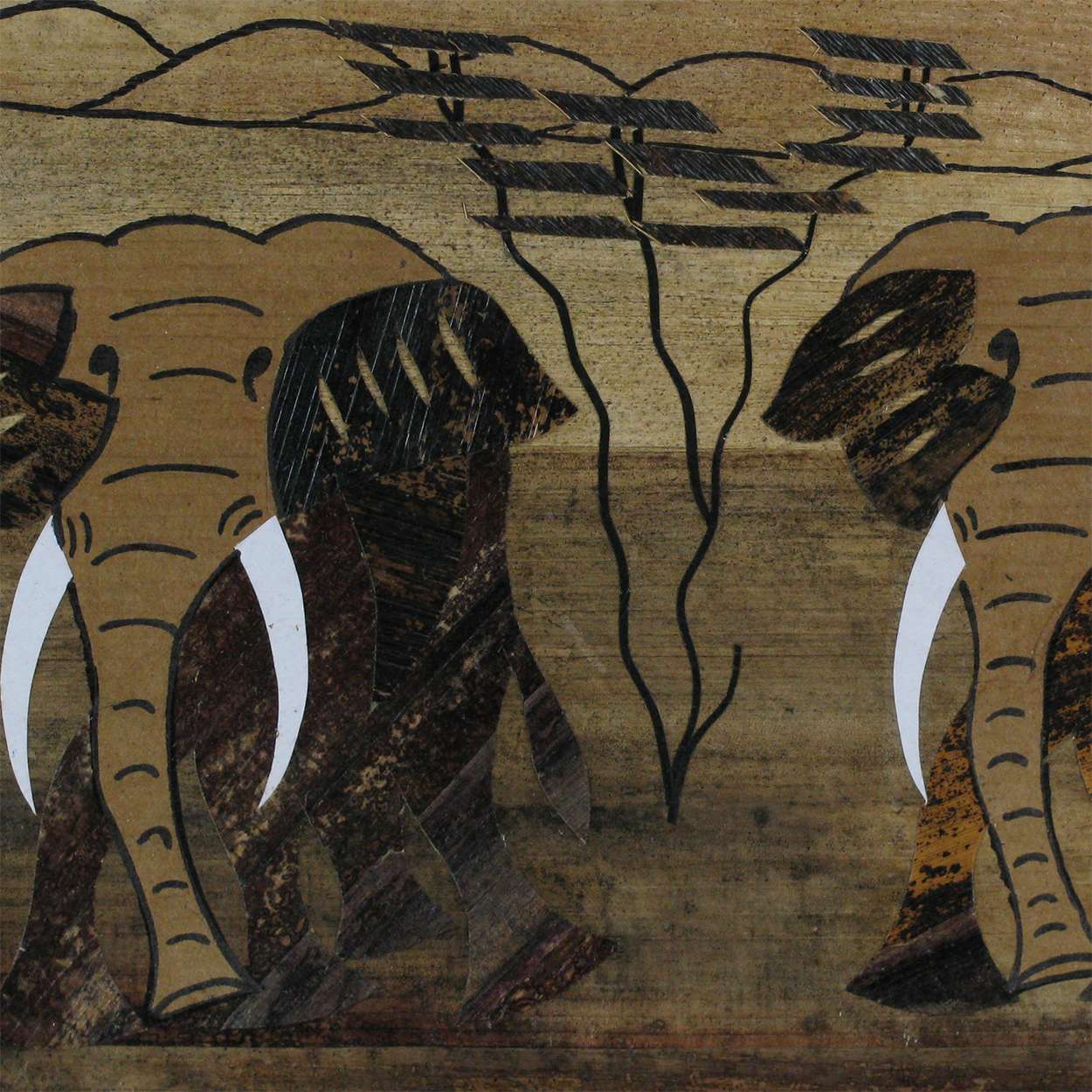 118107-115 - Kenyan Banana Batik Wall Art Elephants