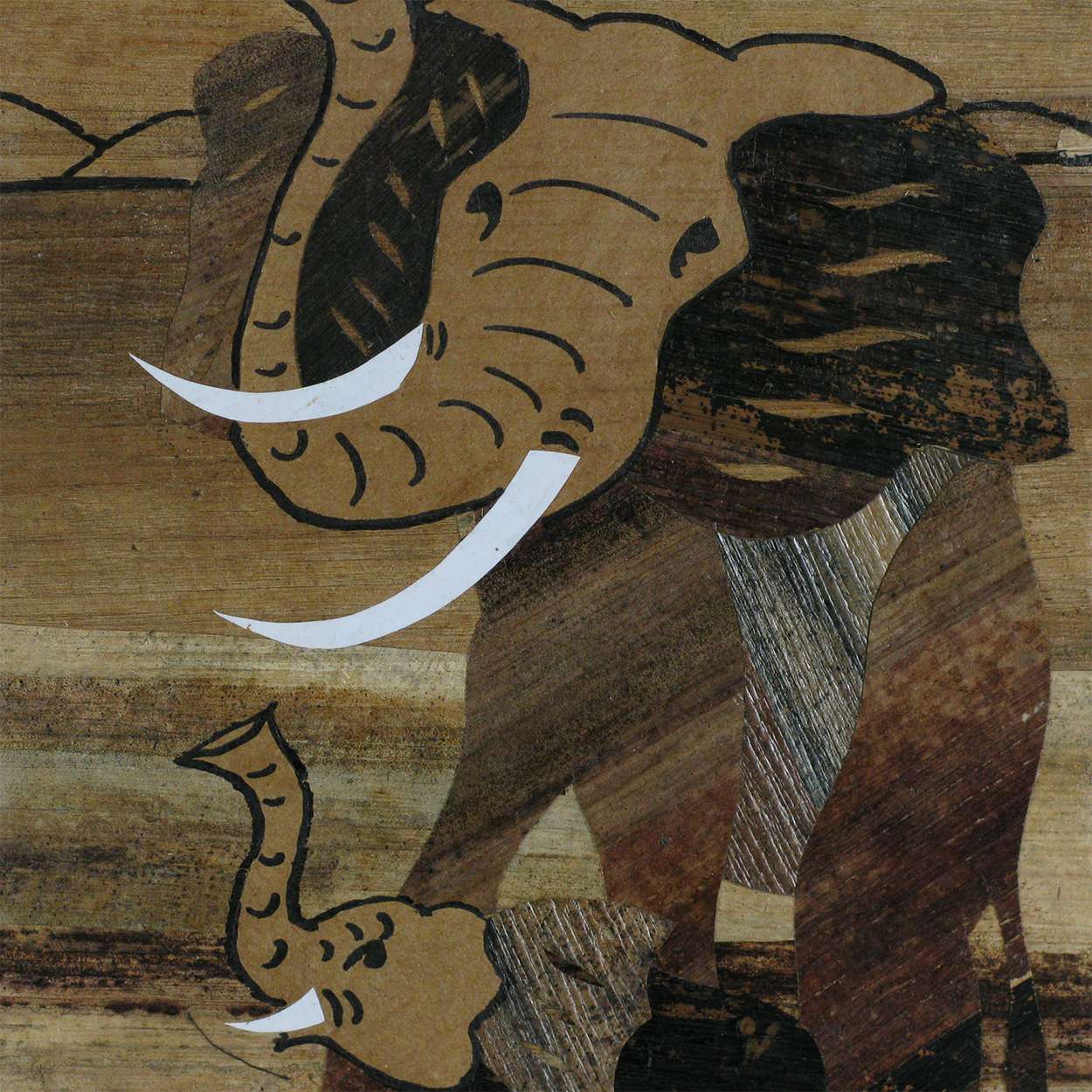 118108-119 - Kenyan Banana Batik Wall Art Elephants