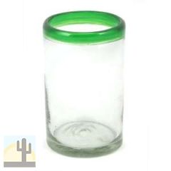 116111 - Blown Glass Green Rim Tumbler - 16 oz