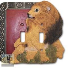 131122 - Hand-Painted Switch Plate - Lion - Double