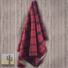 144617 - Una Lodge Red Plaid and Tan Reversible Throw Blanket