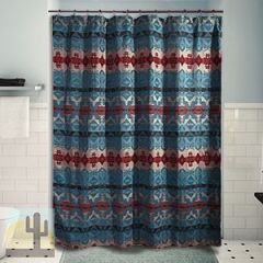 144729 - Turquoise Chamarro Southwestern Fabric Shower Curtain
