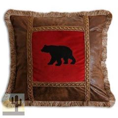 144740 - Red Bear Lodge Faux Leather 18in Accent Pillow