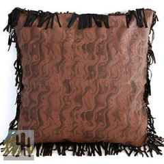 144831 - Cimarron Ranch Faux Leather Fringed 27in Square Euro Sham