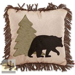 144926 - Tall Pine Lodge Bear and Tree 18in Accent Pillow