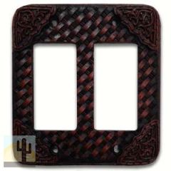 147682 - Faux Leather Weaver Double Rocker Switch Plate