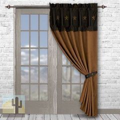 148357 - Chocolate Tan Star 84in Rod Pocket Curtain Panel