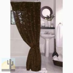 158071 - Gold Rush Western Chocolate Scroll Fabric Shower Curtain