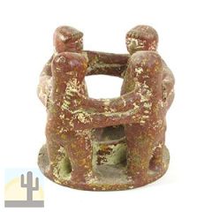 161330 - 7in Tall Circle of 4 Friends Pottery Candle Holder - Red
