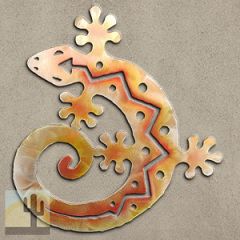 165023 - 24-inch large C-Shaped Gecko 3D Metal Wall Art in a vibrant sunset swirl finish